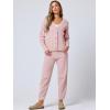 imageANRABESS Women 2 Piece Lounge Sets 2025 Fall Outfits Casual Waffle Knit Cardigan Sweater Pant Set Travel Airport ClothesPink
