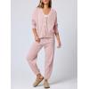 imageANRABESS Women 2 Piece Lounge Sets 2025 Fall Outfits Casual Waffle Knit Cardigan Sweater Pant Set Travel Airport ClothesPink