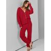 imageANRABESS Women 2 Piece Lounge Sets 2025 Fall Outfits Casual Waffle Knit Cardigan Sweater Pant Set Travel Airport ClothesRed