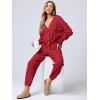 imageANRABESS Women 2 Piece Lounge Sets 2025 Fall Outfits Casual Waffle Knit Cardigan Sweater Pant Set Travel Airport ClothesRed