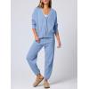 imageANRABESS Women 2 Piece Lounge Sets 2025 Fall Outfits Casual Waffle Knit Cardigan Sweater Pant Set Travel Airport ClothesSky
