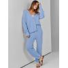 imageANRABESS Women 2 Piece Lounge Sets 2025 Fall Outfits Casual Waffle Knit Cardigan Sweater Pant Set Travel Airport ClothesSky