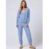 imageANRABESS Women 2 Piece Lounge Sets 2025 Fall Outfits Casual Waffle Knit Cardigan Sweater Pant Set Travel Airport ClothesSky