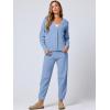 imageANRABESS Women 2 Piece Lounge Sets 2025 Fall Outfits Casual Waffle Knit Cardigan Sweater Pant Set Travel Airport ClothesSky