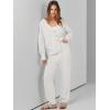 imageANRABESS Women 2 Piece Lounge Sets 2025 Fall Outfits Casual Waffle Knit Cardigan Sweater Pant Set Travel Airport ClothesWhite