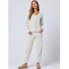 imageANRABESS Women 2 Piece Lounge Sets 2025 Fall Outfits Casual Waffle Knit Cardigan Sweater Pant Set Travel Airport ClothesWhite