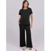 imageANRABESS Women 2 Piece Lounge Sets Summer Travel Sweat Outfits Short Sleeve Wide Leg Casual Matching Tracksuits ClothesBlack