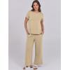 imageANRABESS Women 2 Piece Lounge Sets Summer Travel Sweat Outfits Short Sleeve Wide Leg Casual Matching Tracksuits ClothesKhaki