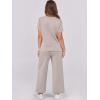 imageANRABESS Women 2 Piece Lounge Sets Summer Travel Sweat Outfits Short Sleeve Wide Leg Casual Matching Tracksuits ClothesLight Khaki