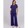 imageANRABESS Women 2 Piece Lounge Sets Summer Travel Sweat Outfits Short Sleeve Wide Leg Casual Matching Tracksuits ClothesNavy Blue