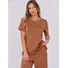 imageANRABESS Women 2 Piece Lounge Sets Summer Travel Sweat Outfits Short Sleeve Wide Leg Casual Matching Tracksuits ClothesRust