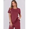 imageANRABESS Women 2 Piece Lounge Sets Summer Travel Sweat Outfits Short Sleeve Wide Leg Casual Matching Tracksuits ClothesWine Red