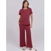 imageANRABESS Women 2 Piece Lounge Sets Summer Travel Sweat Outfits Short Sleeve Wide Leg Casual Matching Tracksuits ClothesWine Red