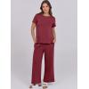imageANRABESS Women 2 Piece Lounge Sets Summer Travel Sweat Outfits Short Sleeve Wide Leg Casual Matching Tracksuits ClothesWine Red