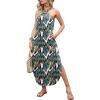 imageANRABESS Women Summer Halter Neck Sundress Sleeveless Split Side Casual Beach Travel Vacation Maxi Long Dress with PocketsLeaf
