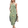 imageANRABESS Women Summer Halter Neck Sundress Sleeveless Split Side Casual Beach Travel Vacation Maxi Long Dress with PocketsPrint Olive