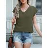 imageANRABESS Women Tops Cap Sleeve Textured Dressy Casual V Neck Shirts 2025 Summer Business Work Blouses OutfitsArmy Green