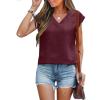 imageANRABESS Women Tops Cap Sleeve Textured Dressy Casual V Neck Shirts 2025 Summer Business Work Blouses OutfitsBurgundy