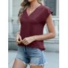 imageANRABESS Women Tops Cap Sleeve Textured Dressy Casual V Neck Shirts 2025 Summer Business Work Blouses OutfitsBurgundy