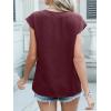 imageANRABESS Women Tops Cap Sleeve Textured Dressy Casual V Neck Shirts 2025 Summer Business Work Blouses OutfitsBurgundy