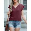 imageANRABESS Women Tops Cap Sleeve Textured Dressy Casual V Neck Shirts 2025 Summer Business Work Blouses OutfitsBurgundy