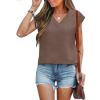 imageANRABESS Women Tops Cap Sleeve Textured Dressy Casual V Neck Shirts 2025 Summer Business Work Blouses OutfitsCoffee