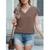 imageANRABESS Women Tops Cap Sleeve Textured Dressy Casual V Neck Shirts 2025 Summer Business Work Blouses OutfitsCoffee