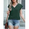 imageANRABESS Women Tops Cap Sleeve Textured Dressy Casual V Neck Shirts 2025 Summer Business Work Blouses OutfitsDark Green