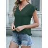 imageANRABESS Women Tops Cap Sleeve Textured Dressy Casual V Neck Shirts 2025 Summer Business Work Blouses OutfitsDark Green