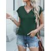 imageANRABESS Women Tops Cap Sleeve Textured Dressy Casual V Neck Shirts 2025 Summer Business Work Blouses OutfitsDark Green