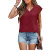 imageANRABESS Women Tops Cap Sleeve Textured Dressy Casual V Neck Shirts 2025 Summer Business Work Blouses OutfitsDark Red