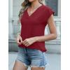 imageANRABESS Women Tops Cap Sleeve Textured Dressy Casual V Neck Shirts 2025 Summer Business Work Blouses OutfitsDark Red