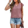 imageANRABESS Women Tops Cap Sleeve Textured Dressy Casual V Neck Shirts 2025 Summer Business Work Blouses OutfitsDusty Rose
