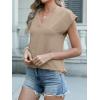 imageANRABESS Women Tops Cap Sleeve Textured Dressy Casual V Neck Shirts 2025 Summer Business Work Blouses OutfitsKhaki