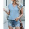 imageANRABESS Women Tops Cap Sleeve Textured Dressy Casual V Neck Shirts 2025 Summer Business Work Blouses OutfitsLight Blue