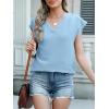 imageANRABESS Women Tops Cap Sleeve Textured Dressy Casual V Neck Shirts 2025 Summer Business Work Blouses OutfitsLight Blue