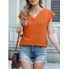 imageANRABESS Women Tops Cap Sleeve Textured Dressy Casual V Neck Shirts 2025 Summer Business Work Blouses OutfitsOrange
