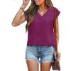 imageANRABESS Women Tops Cap Sleeve Textured Dressy Casual V Neck Shirts 2025 Summer Business Work Blouses OutfitsPurple