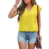 imageANRABESS Women Tops Cap Sleeve Textured Dressy Casual V Neck Shirts 2025 Summer Business Work Blouses OutfitsYellow