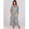 imageANRABESS Womens Boho Maxi Dresses 2025 Summer V Neck Puff Sleeve Floral Flowy Swing Casual Long DressBeige Teal Floral