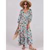 imageANRABESS Womens Boho Maxi Dresses 2025 Summer V Neck Puff Sleeve Floral Flowy Swing Casual Long DressBeige Teal Floral