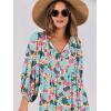 imageANRABESS Womens Boho Maxi Dresses 2025 Summer V Neck Puff Sleeve Floral Flowy Swing Casual Long DressBeige Teal Floral