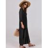 imageANRABESS Womens Boho Maxi Dresses 2025 Summer V Neck Puff Sleeve Floral Flowy Swing Casual Long DressBlack