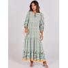 imageANRABESS Womens Boho Maxi Dresses 2025 Summer V Neck Puff Sleeve Floral Flowy Swing Casual Long DressBlue Floral