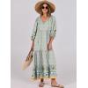 imageANRABESS Womens Boho Maxi Dresses 2025 Summer V Neck Puff Sleeve Floral Flowy Swing Casual Long DressBlue Floral