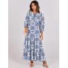 imageANRABESS Womens Boho Maxi Dresses 2025 Summer V Neck Puff Sleeve Floral Flowy Swing Casual Long DressBlue Khaki