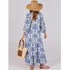 imageANRABESS Womens Boho Maxi Dresses 2025 Summer V Neck Puff Sleeve Floral Flowy Swing Casual Long DressBlue Khaki