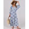 imageANRABESS Womens Boho Maxi Dresses 2025 Summer V Neck Puff Sleeve Floral Flowy Swing Casual Long DressBlue Khaki