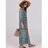 imageANRABESS Womens Boho Maxi Dresses 2025 Summer V Neck Puff Sleeve Floral Flowy Swing Casual Long DressDark Green