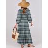 imageANRABESS Womens Boho Maxi Dresses 2025 Summer V Neck Puff Sleeve Floral Flowy Swing Casual Long DressDark Green